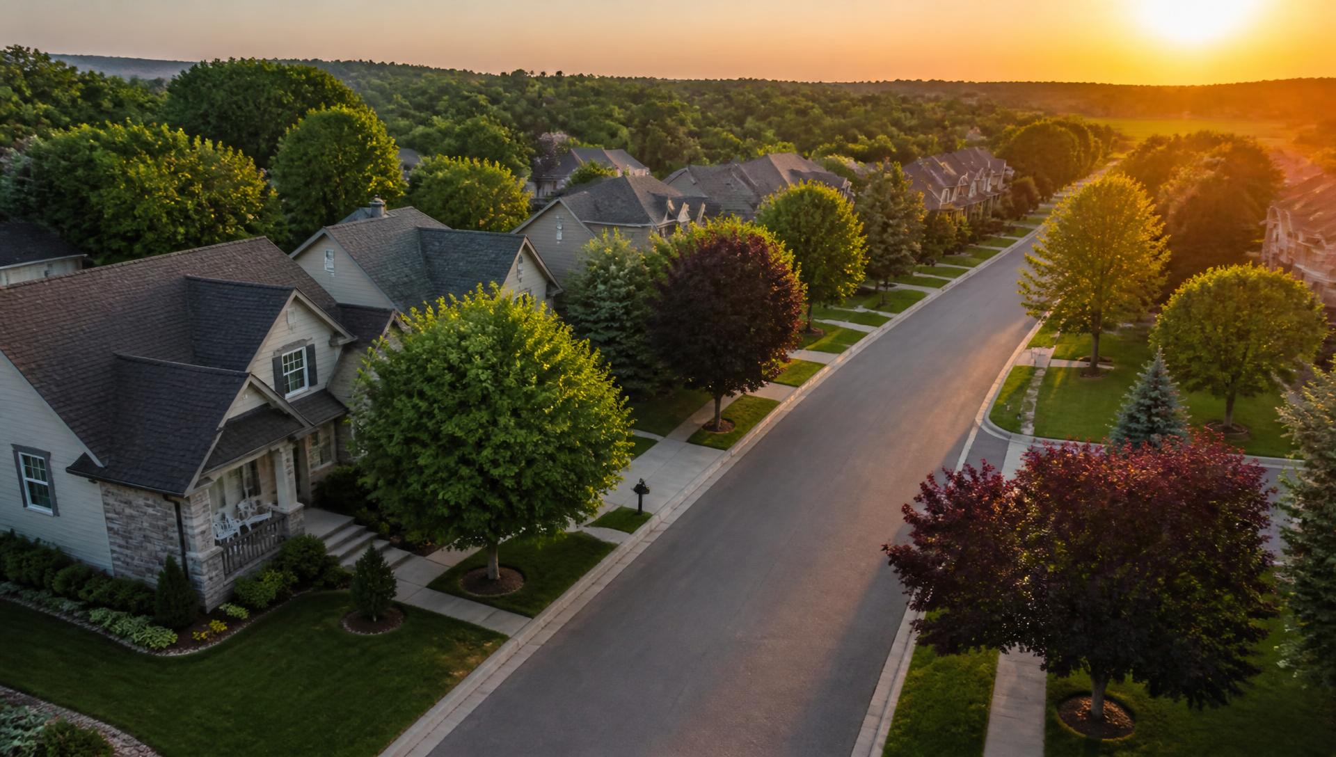 Residential neighborhood with sewer lines below the street